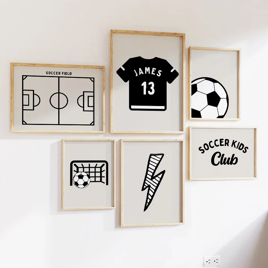 Aqua Sports Club - Muurkunst Canvas Schilderij Custom Naam Soccer